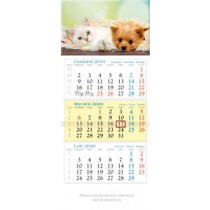KT18 Kalendarz trójdzielny 2020 Zwierzaki