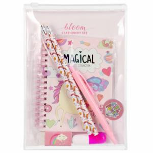 Zestaw szkolny. Magical unicorn: piórnik saszetka, notes, długopis, 2 ołówki, mini zakreślacz, gumka, temperówka 502159