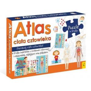 Atlas ciała człowieka: Atlas w zestawie z mapą i puzzlami