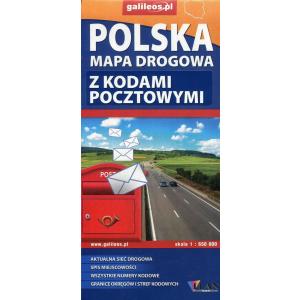 Polska mapa drogowa z kodami pocztowymi 1:650 000