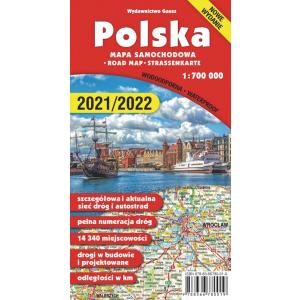 Mapa Polska 1:700 000 foliowana wyd.2020