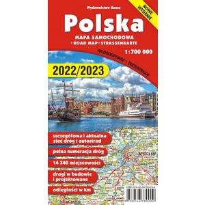 Polska.Mapa 1:700 000 wyd.foliowane 2021